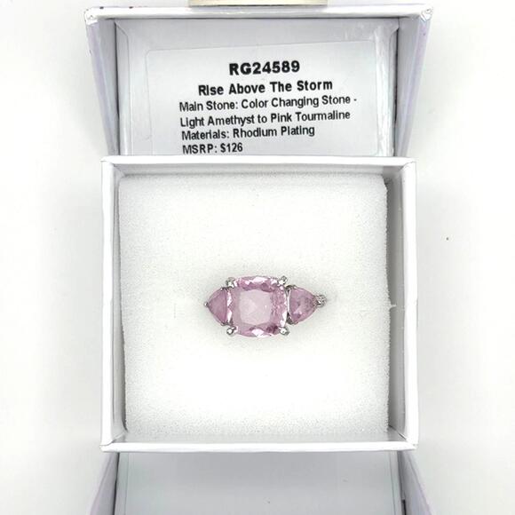 Bomb Party Mental Health Rise Above the Storm light amethyst ring - Size 10 - Picture 2 of 8